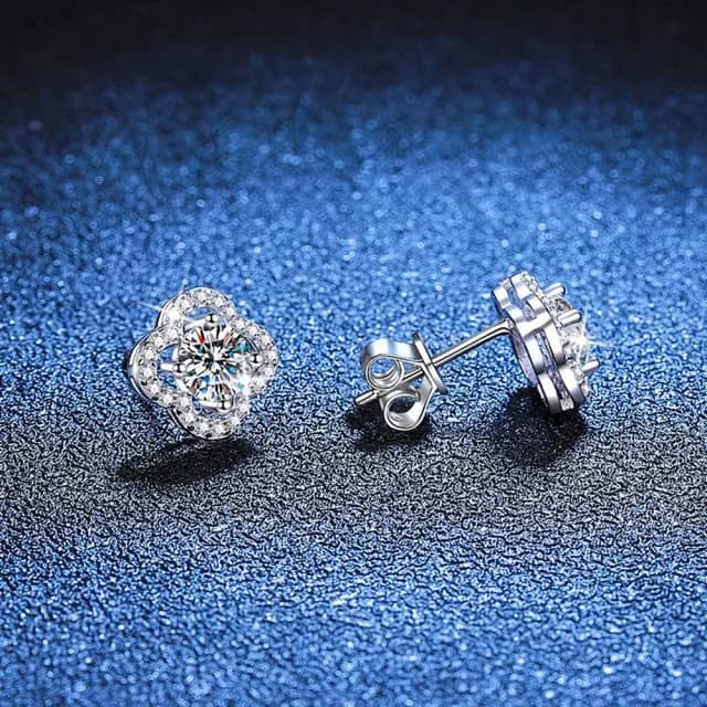 【巴黎精品】現貨+預購 頂級莫桑鑽石耳環925純銀耳環女耳針銀飾情人節禮物(1克拉輕奢四葉女飾品2色a1kv11)