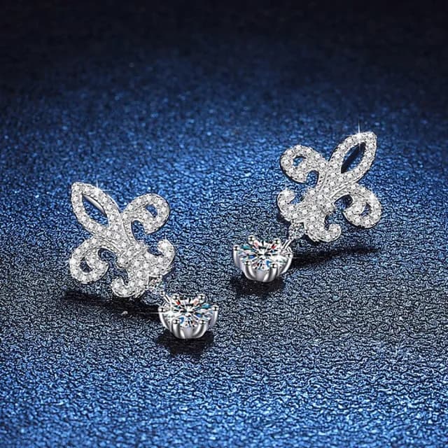 【巴黎精品】現貨+預購 頂級莫桑鑽石耳環925純銀耳環女耳針銀飾情人節禮物(1克拉皇冠鳶尾女飾品2色a1kv6)