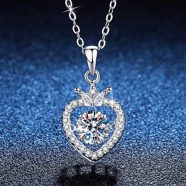 【巴黎精品】現貨+預購 頂級莫桑鑽石項鍊925純銀女項鍊項鏈鎖骨鏈情人節禮物(1克拉皇冠愛心女飾品a1kv24)