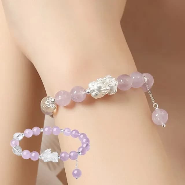 【轉運時尚】紫水晶純銀貔貅手鍊(天然 女 新中式 s999 百搭 禮物)