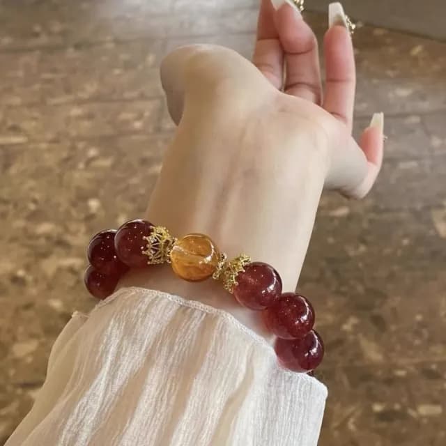 【高級小眾】仿瑪瑙手串12mm(水晶手鍊 女士 平安扣 手珠 手鏈 手環 首飾 開運 閨蜜)