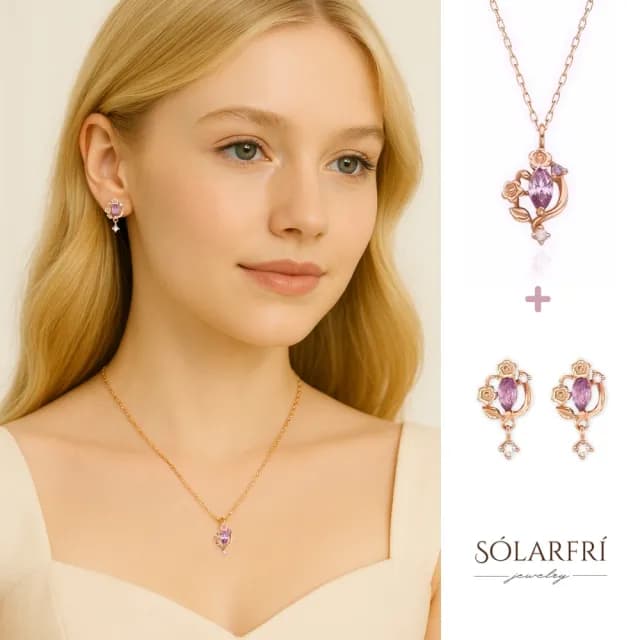 【SOLARFRi】超值【耳環+項鍊組】耳針無耳洞耳夾項鍊 禮盒包裝(閨蜜女兒女友老婆生日情人聖誕禮物)
