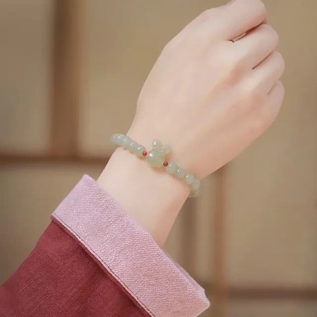 【KT DADA】雙11 兔子手鍊 串珠手鍊 百搭飾品 和田玉 玉手鍊 8mm手鍊 手串