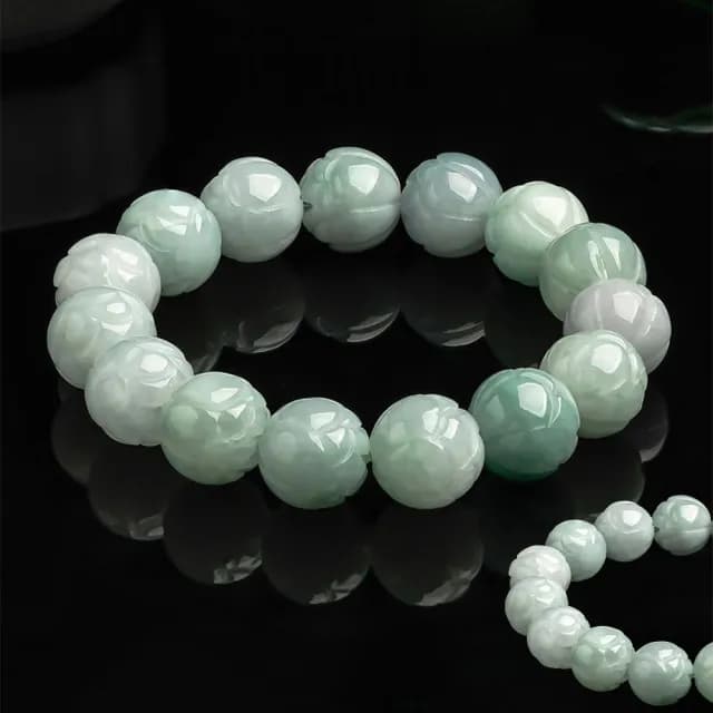 【KT DADA】雙11 翡翠蓮花 圓珠手串 蓮花珠 手鍊 手串 翡翠手串 玉石手鍊 百搭飾品