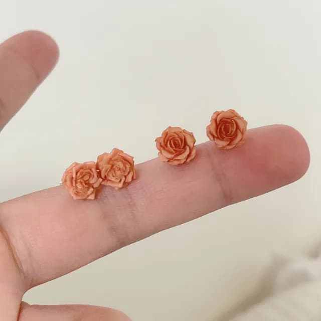 【MISS KOREA】浪漫氣質乾枯玫瑰花朵造型耳釘 耳環(玫瑰耳環 花朵耳環)