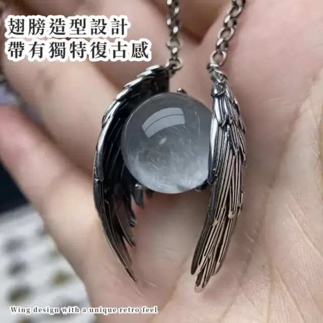 【暗黑之翼】幽靈翅膀水晶復古項鍊(復古百搭 吊墜 毛衣鍊 配件 情侶 造型項鍊 毛衣鏈 長項鍊 男項鍊)