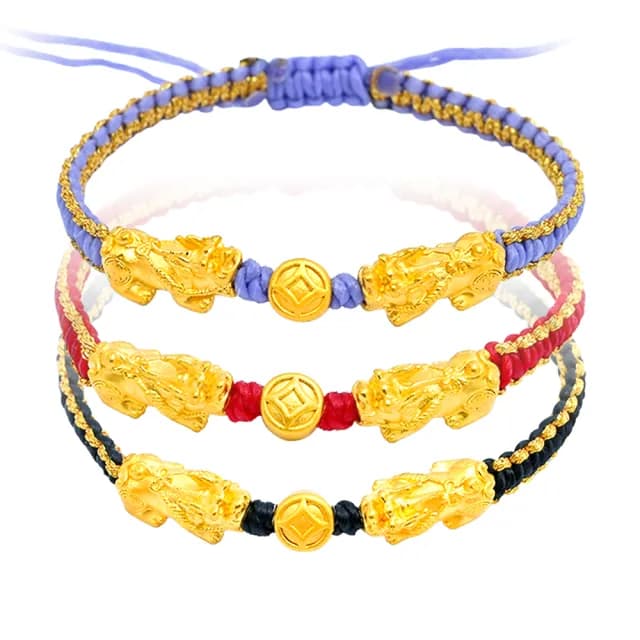 【福西珠寶】雙11黃金手鍊 貔貅咬金幣黃金編繩手鏈(金重0.20錢正負0.03錢)