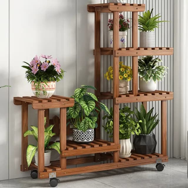 【巨匠】實木花架 可移動花架 盆栽展示架 多肉植物擺放架 多層落地式置物架 梯形架(110*25*75梯形花架)