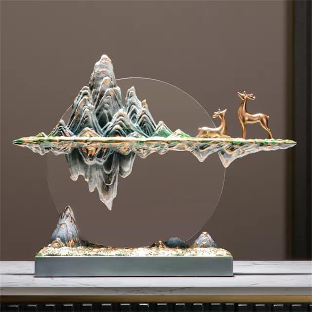【超微米】新中式懸浮假山擺件 辦公室桌面裝飾品 客廳藝術高級感禮品 喬遷禮物(新中式☆浮假山☆件)