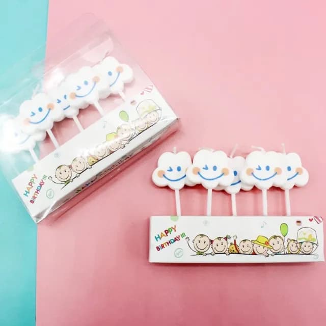 【微笑wink】可愛雲朵笑臉生日蠟燭10支入(眨眼 生日蛋糕 派對 祝福 慶生 節日 節慶 萬用蠟燭 造型蠟燭)