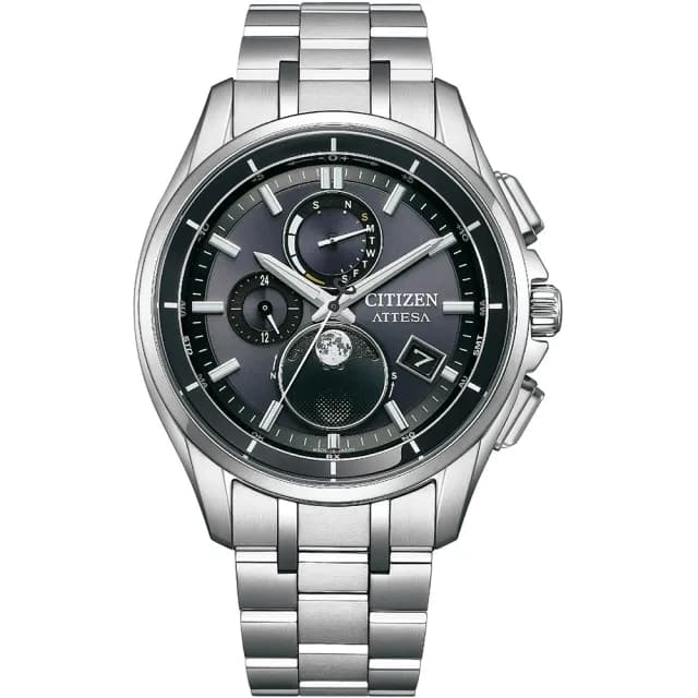【CITIZEN 星辰】光動能全球電波月相鈦金屬手錶-41.5mm 禮物(BY1001-66E)
