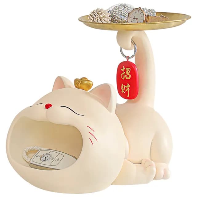 【超微米】招財貓鑰匙收納 玄關擺件 入戶進門鞋櫃置物架 裝飾客廳 家居喬遷禮品(招財貓鑰匙收納)