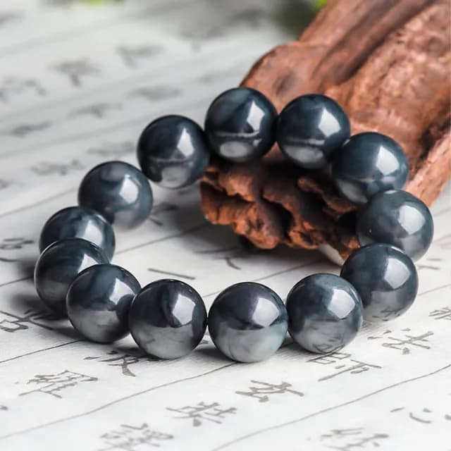 【KT DADA】雙11 玉石手串 圓珠手鍊 墨玉玉石 手串 串珠手鍊 百搭飾品 天然和田玉