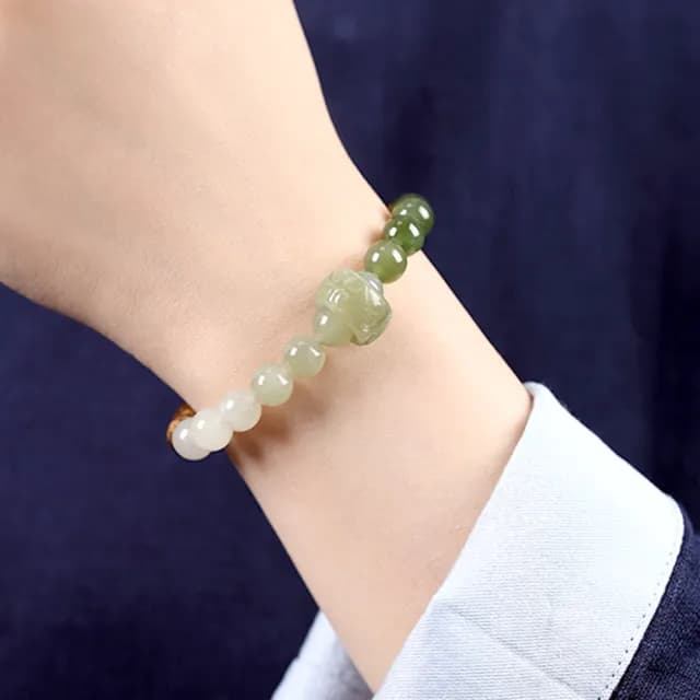 【MoonDy】沉香木手鍊 和田玉手串 如意紋跑環 天然玉石 玉飾品 圓珠手串