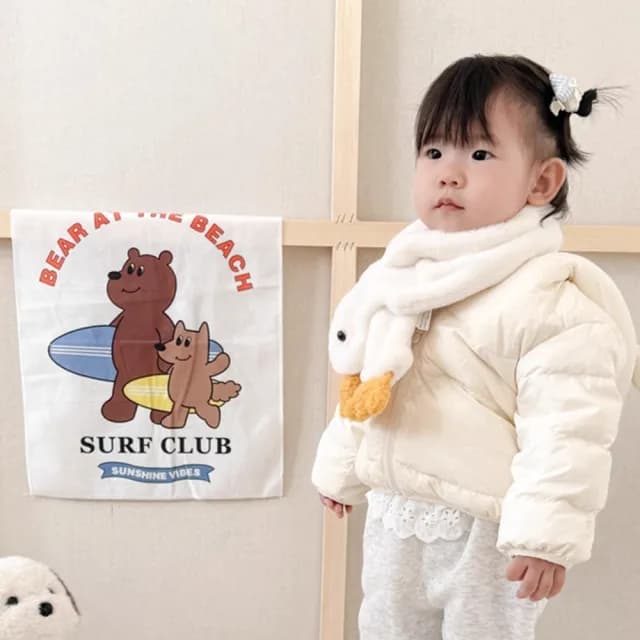 【童話飾界】冬季限定 可愛小鴨鴨 保暖加絨加厚親子款-兒童圍巾圍脖(奶茶小鴨)