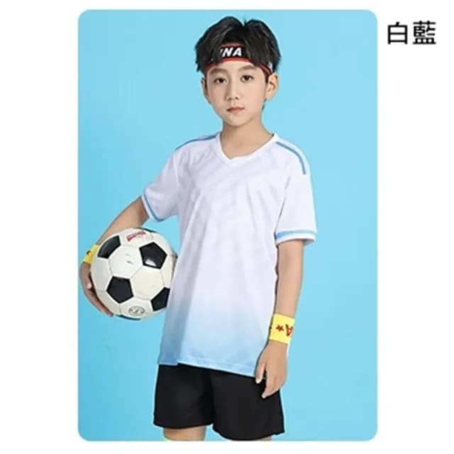 【橘魔法】大童 漸層刷色吸濕排汗快乾短袖上衣+短褲 套裝(運動服 足球衣 足球裝 親子款 運動衣 兒童 童裝)