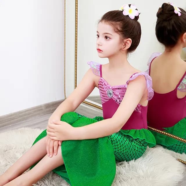 【橘魔法】閃閃動人美人魚魚尾連身裙(萬聖節 服裝 角色扮演服裝 洋裝 裝扮 角色扮演 公主 女童 童裝)