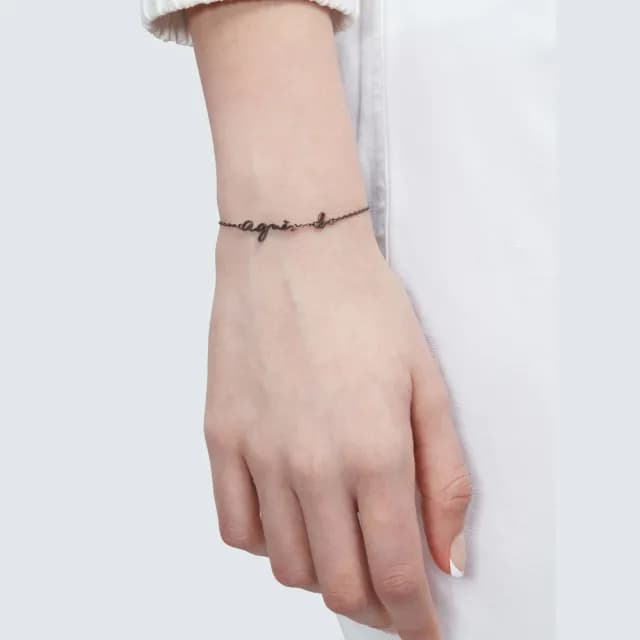 【agnes b.】agnès b. 女款 logo 標誌 手鍊(黑色)