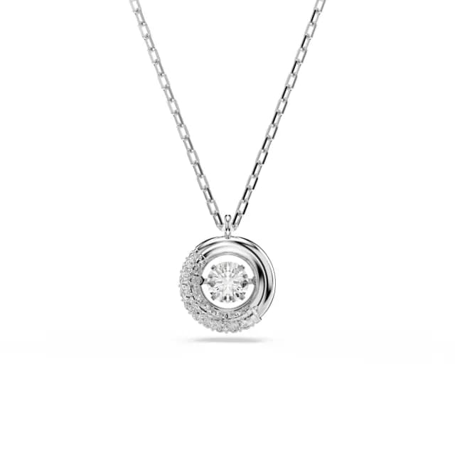 【SWAROVSKI 施華洛世奇】Dextera 鏈墜 圓形切割 白色 鍍玫瑰金色/鍍白金色(2色任選_情人節禮物)