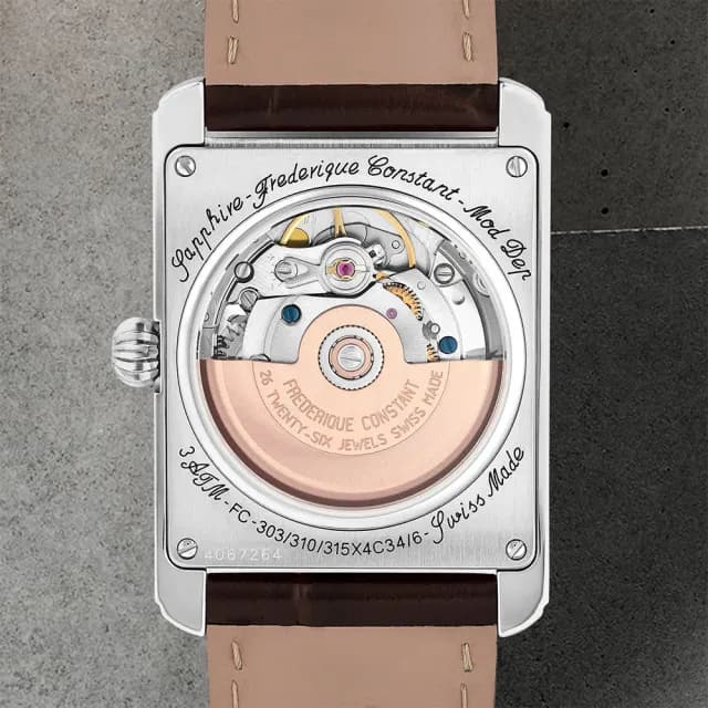 【CONSTANT 康斯登】Classics Carree 百年典雅 鮭魚面方形機械錶 禮物 送禮 推薦(FC-303SAL4C6)