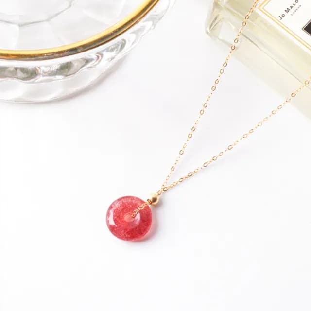 【紐約精品】現貨+預購 天然草莓晶項鍊女項鍊項鏈鎖骨鏈轉運招財淨化開運情人節禮物配件(飾品a1lh25)