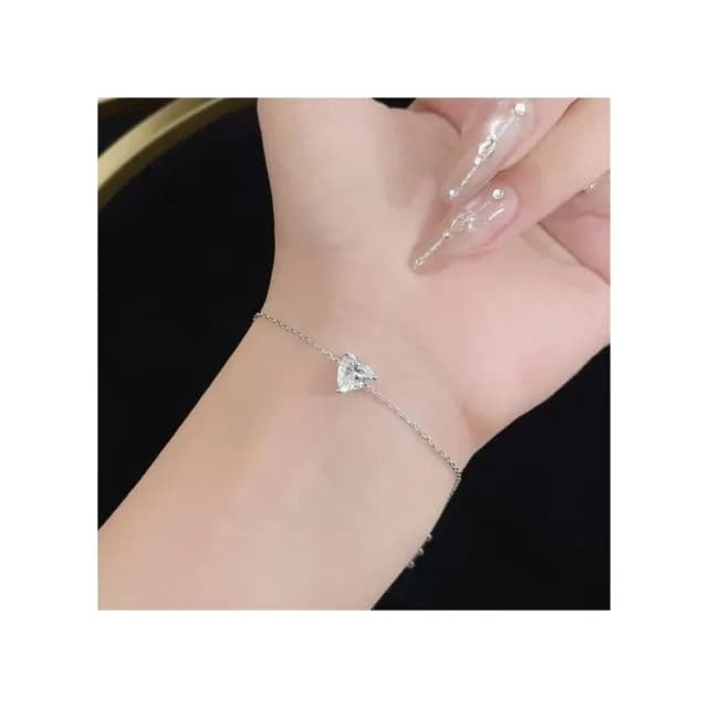 【鉅曜】PT950 1克拉 愛的心動簡約小清新鑽石手鍊 單顆1克拉 培育鑽石 真鑽(培育鑽石)