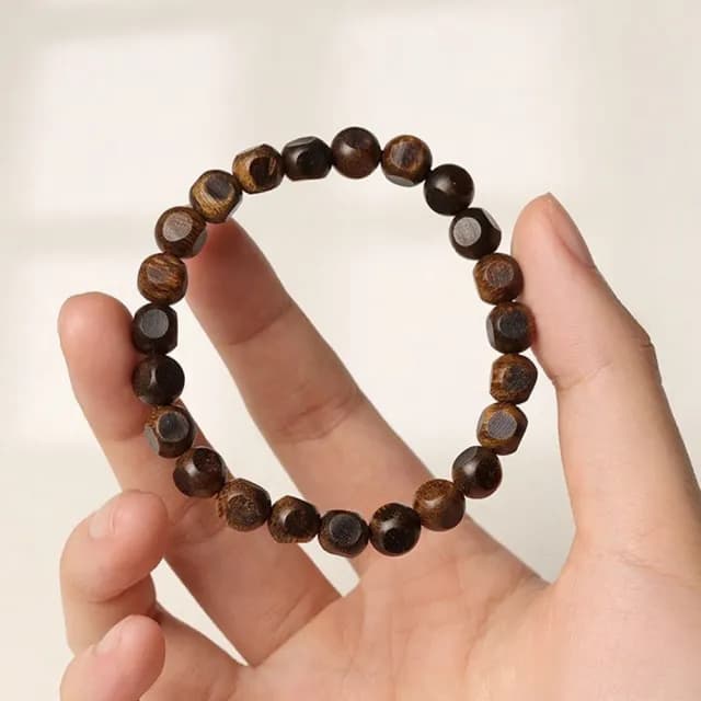 【MoonDy】雙11 綠奇楠沉香手串 四面珠串珠素圈 文玩 飾品 佛珠手鍊 新中式手飾 8mm