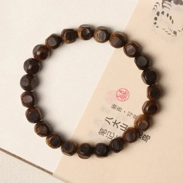 【MoonDy】雙11 綠奇楠沉香手串 四面珠串珠素圈 文玩 飾品 佛珠手鍊 新中式手飾 8mm