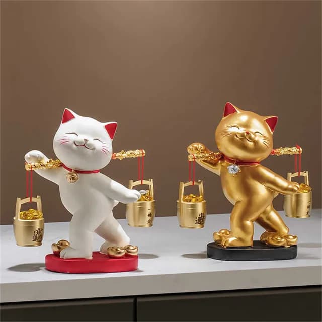 【超微米】財源廣進 招財貓擺件 玄關擺件 客廳電視櫃桌上擺飾 酒櫃裝飾品 搬家喬遷新居禮品(招財貓擺設)