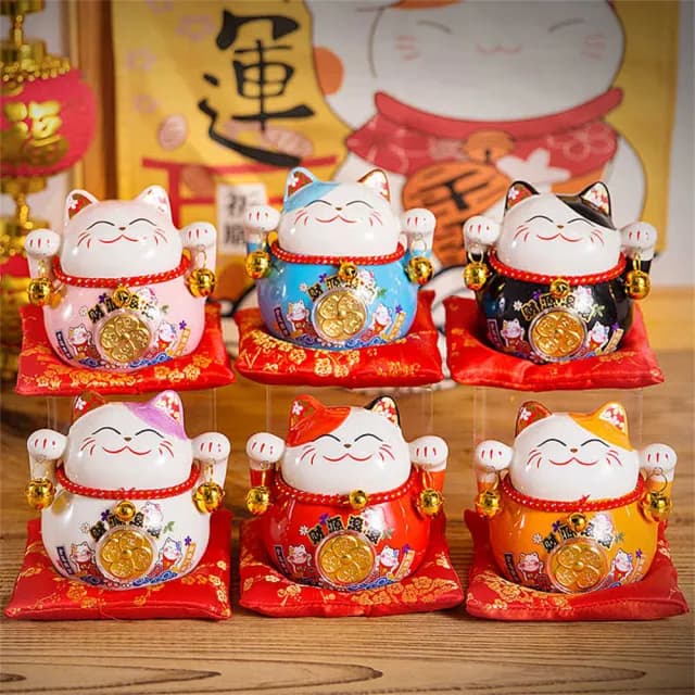 【超微米】招財貓擺件 店鋪前台桌上擺飾 客廳存錢罐 家居客廳裝飾品 送禮開業喬遷禮品(招財貓擺件 十吋)