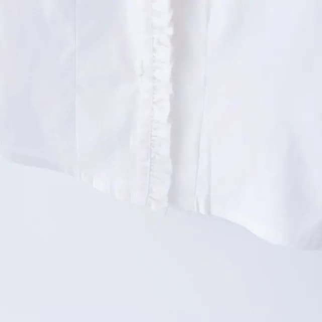 【橘魔法】花邊翻領純白薄長袖襯衫(女童 大童 白襯衫 花童 表演服裝 攝影 長袖上衣 童裝 兒童)