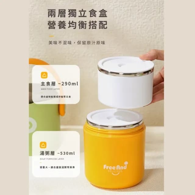 【持久鎖鮮】304不鏽鋼雙層保溫便當盒-820ML(午餐盒 環保餐具 野餐 學生手提 辦公室 保溫罐 保溫桶)