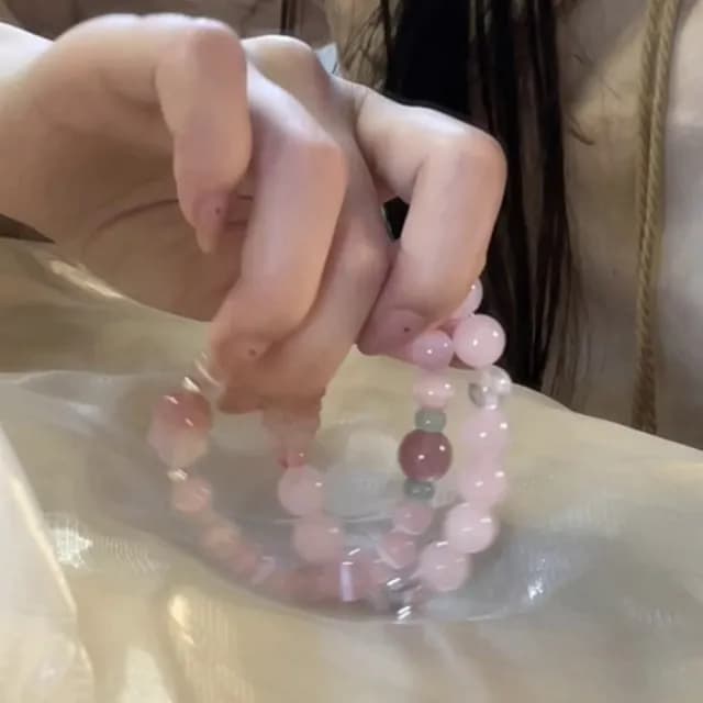 【MoonDy】雙11 粉水晶狐狸手鍊 九尾狐串珠手串 天然瑪瑙 白水晶 飾品 水晶手飾 圓珠手鍊