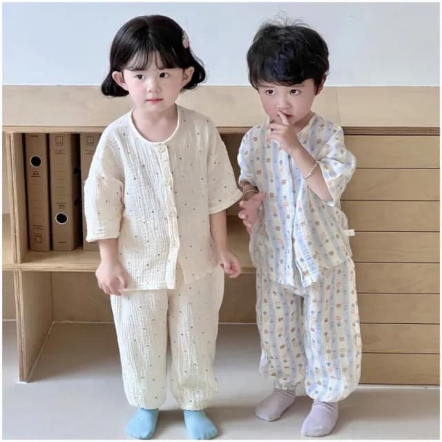 【NEW FORCE】棉紗印花圓領童趣居家套裝(童裝/兒童睡衣/居家服/小孩睡衣/寶寶睡衣)