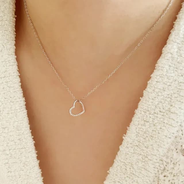 【CReAM】Faye 925純銀愛心心型亮鑽銀色女項鍊(生日 禮物 送禮 禮盒)