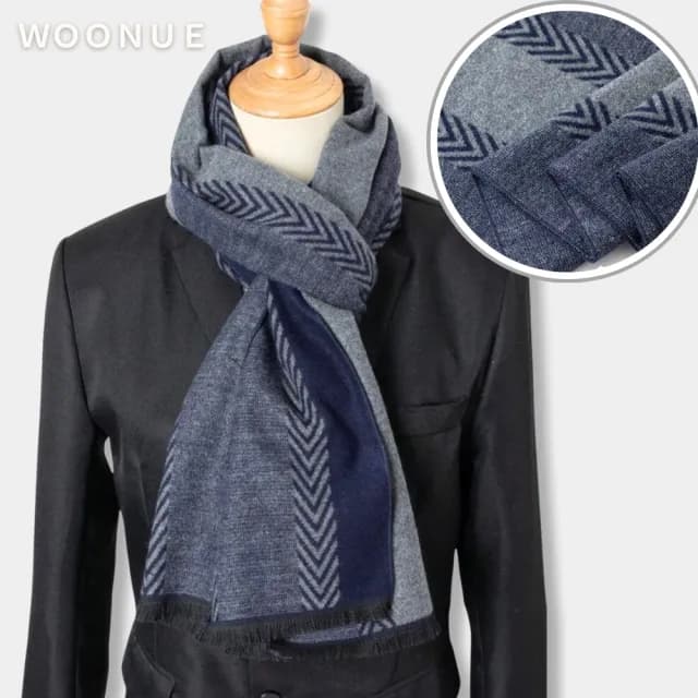 【WOONUE】歐美專櫃男士時尚秋冬時尚柔軟羊毛絨質感親膚保暖圍巾圍脖(男友老公父親爸爸生日情人節禮物)