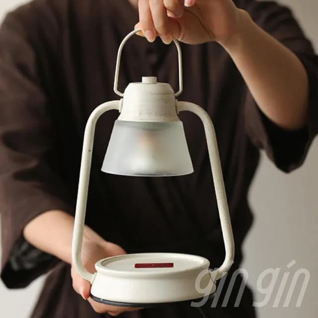 【gin gin】復古霧面玻璃 馬燈款 香氛蠟燭 融蠟燈 可定時 調光 贈蠟燭+燈泡X2(蠟燭燈 情人節 母親節 禮物)