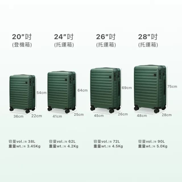 26吋一鍵煞車水洗行李箱 拉鏈行李箱 煞車行李箱(YKK防爆拉鍊 Hinomoto)