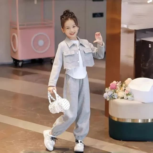 【小衣衫童裝】中大女童春秋款韓版時尚三件組長袖套裝(1140826)