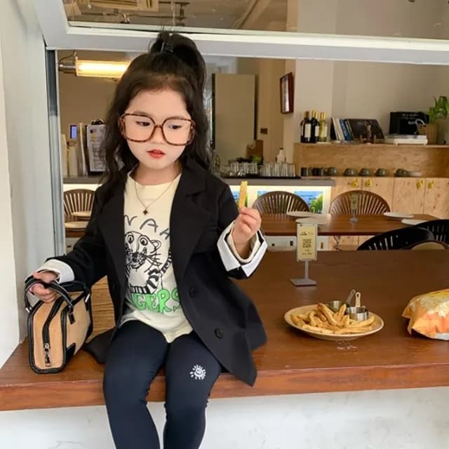 【橘魔法】簡約修身西裝外套(薄外套 長袖外套 西外 婚禮 攝影 表演 花童 中性款 女童 男童 兒童 童裝)