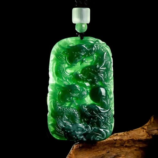 【Penny珮妮】老料A貨翡翠藍水龍牌九龍護主吊墜項鍊(母親節 父親節 情人節 生日 尾牙 結婚 新年 交換禮物)