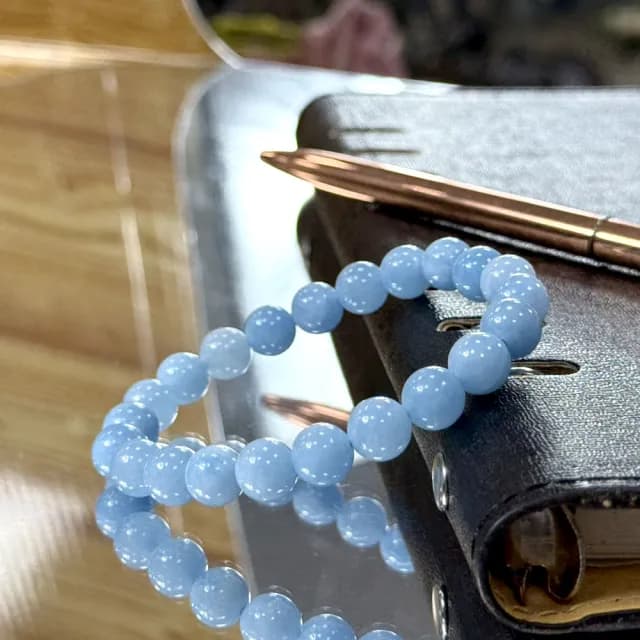 【德山珠寶】5A級8mm海藍寶水晶手鍊(送禮/情人節生日禮物飾品手鍊CE476)