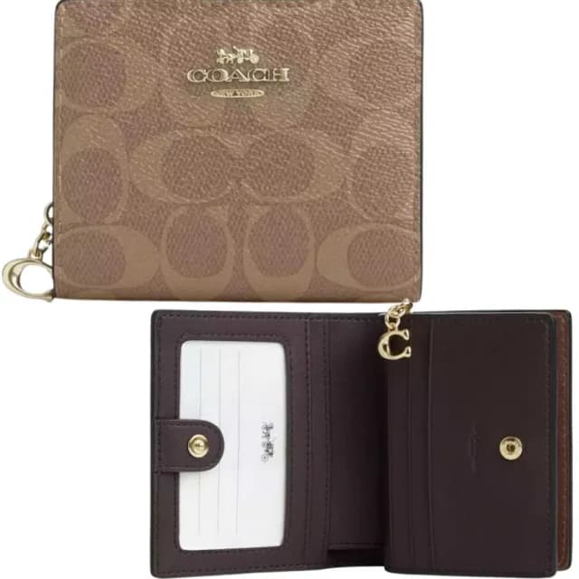 【COACH】金標 大C鈕扣零錢袋短夾 三款可選(coach  零錢包 女夾 女皮包 女短夾)