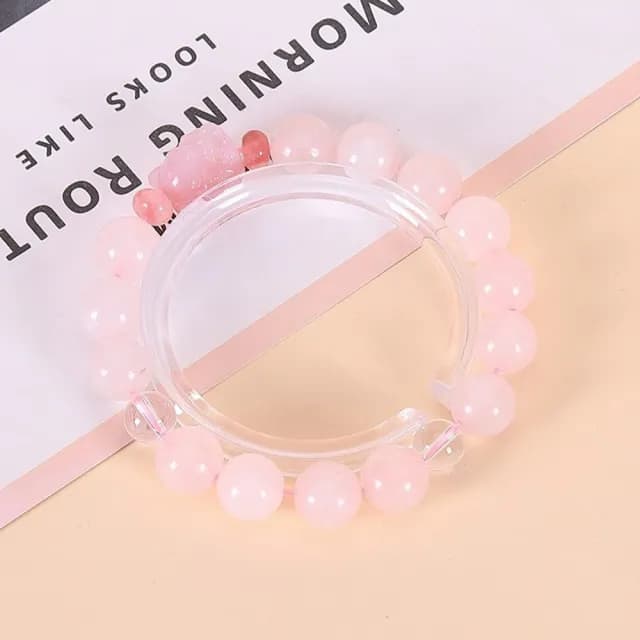 【LEEHER】雙11 天然瑪瑙/白水晶/飾品/水晶手飾/粉水晶狐狸手鍊/九尾狐串珠手串/圓珠手鍊