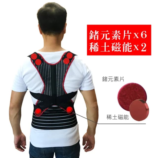 【Qi Mei 齊美】鍺+磁能 挺立開肩護腰帶 2件組(磁力貼 磁力項圈 按摩 父親節禮物)