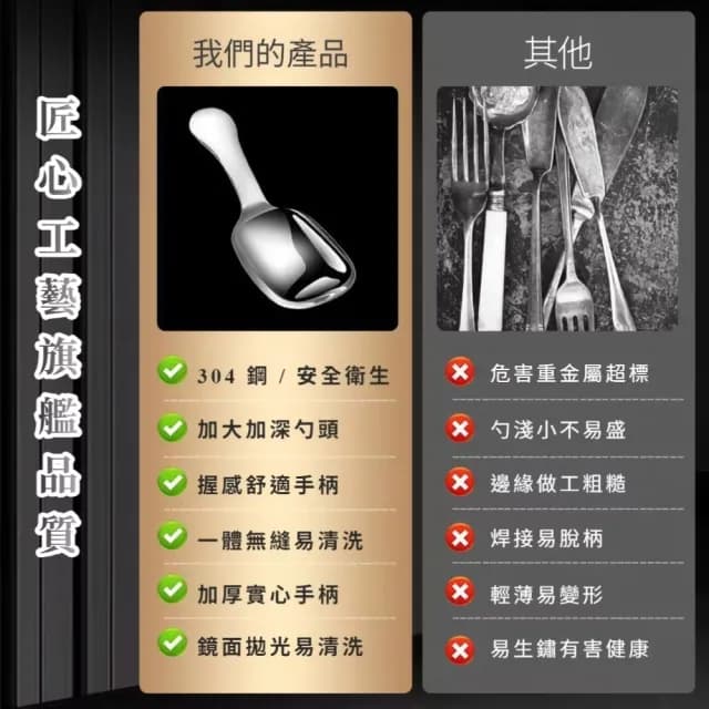 【食品級】304不鏽鋼加深茶葉勺(咖啡 茶匙 分茶勺 湯匙 勺子 茶聚 餐具 舀勺 加寬手柄 用餐 量勺)