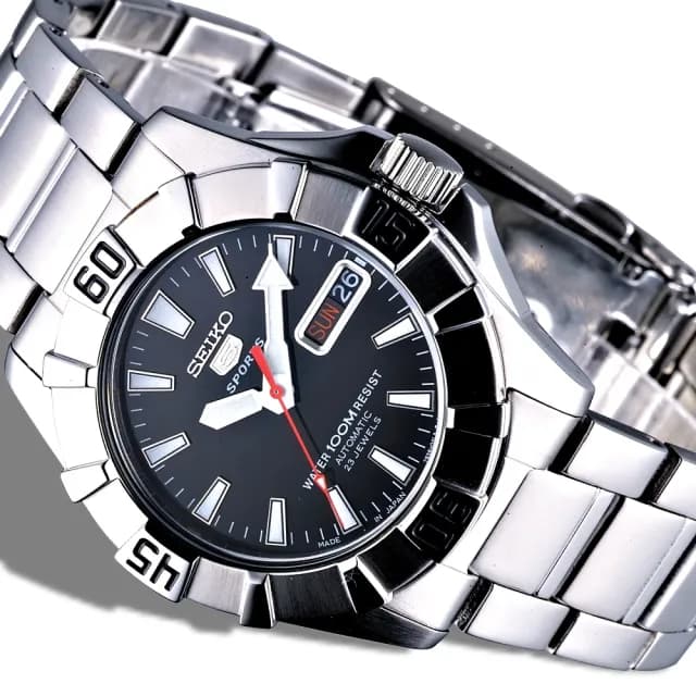 【SEIKO 精工】手錶 日製黑騎士5號23石自動機械錶-黑面/SNZF57J1(保固二年)