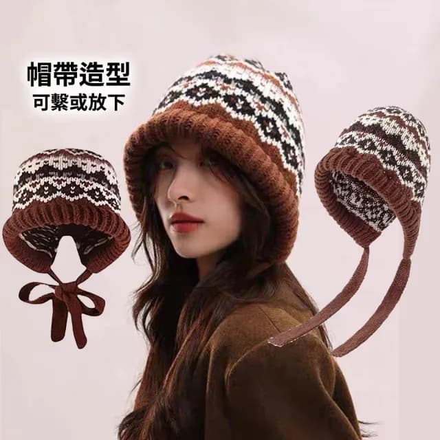 【野思】冬日森系·溫暖相隨帽圍巾套組(針織毛線帽+長圍巾)