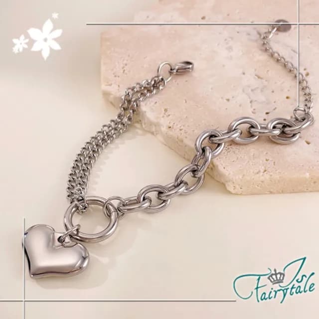 【伊飾童話】簡單的愛 歐美不對稱雙層麻花鈦鋼手鍊(顏色可選)