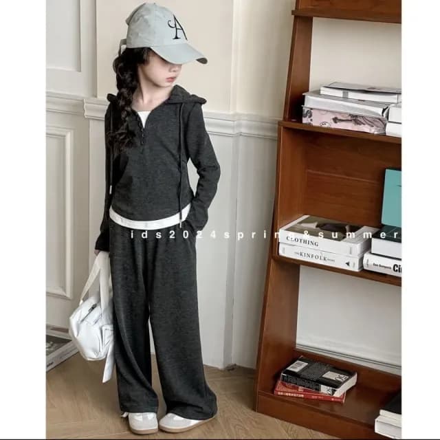 【小衣衫童裝】中大女童春秋款長袖長褲假二件套裝(1140828)